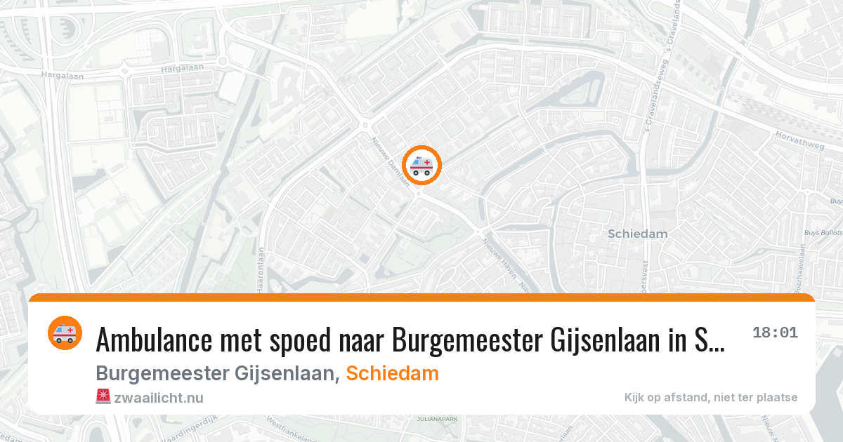 Ambulance met spoed naar Burgemeester Gijsenlaan in Schiedam — 7 mei 2026