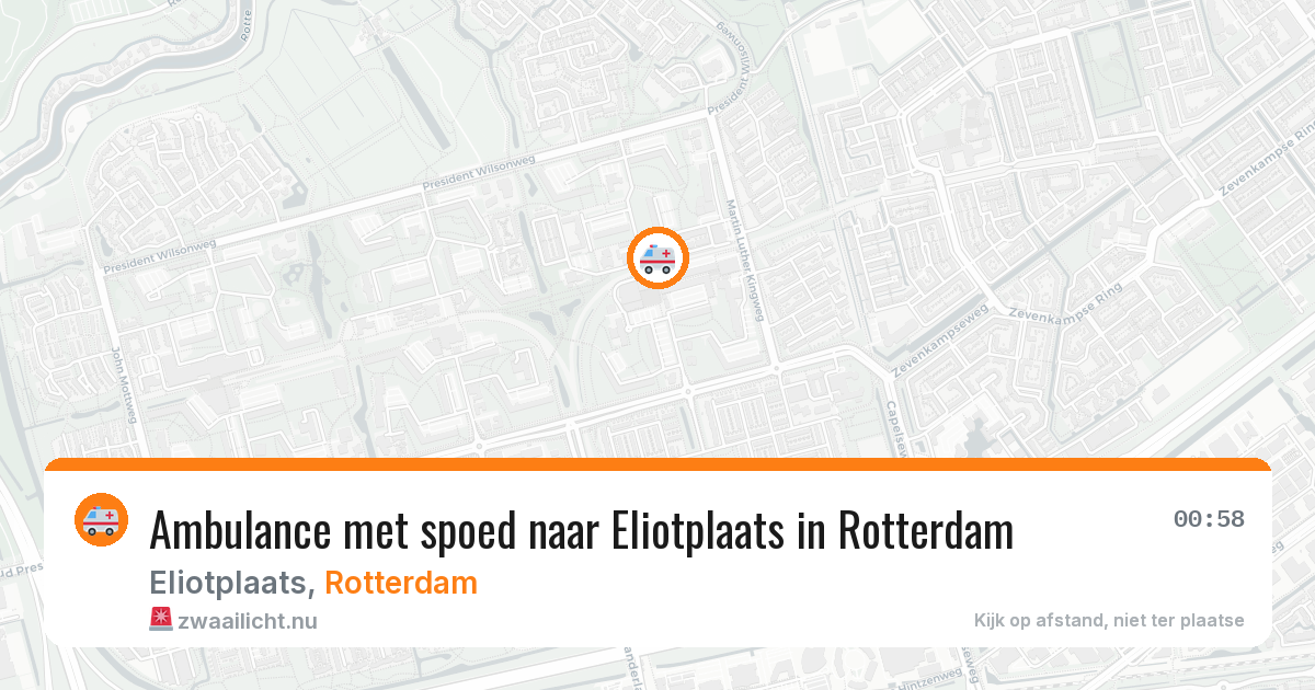 Ambulance met spoed naar Eliotplaats in Rotterdam — 10 mei 2026