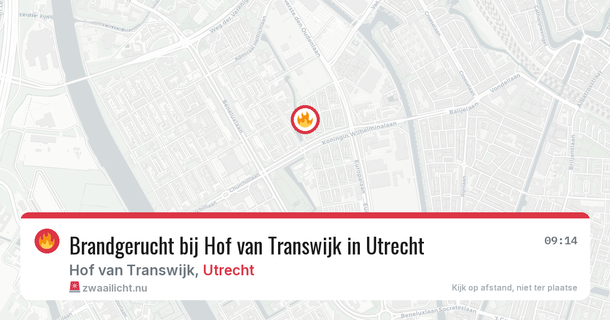 Brandgerucht bij Hof van Transwijk in Utrecht — 24 mei 2026
