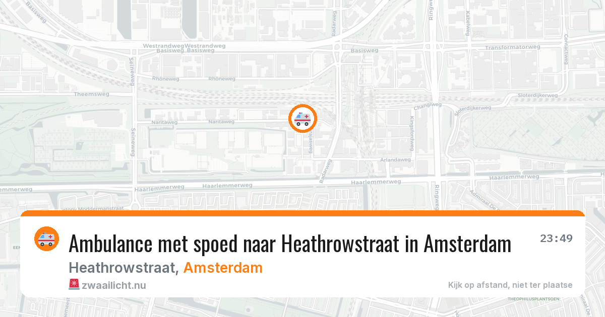 Ambulance met spoed naar Heathrowstraat in Amsterdam — 29 mrt 2026
