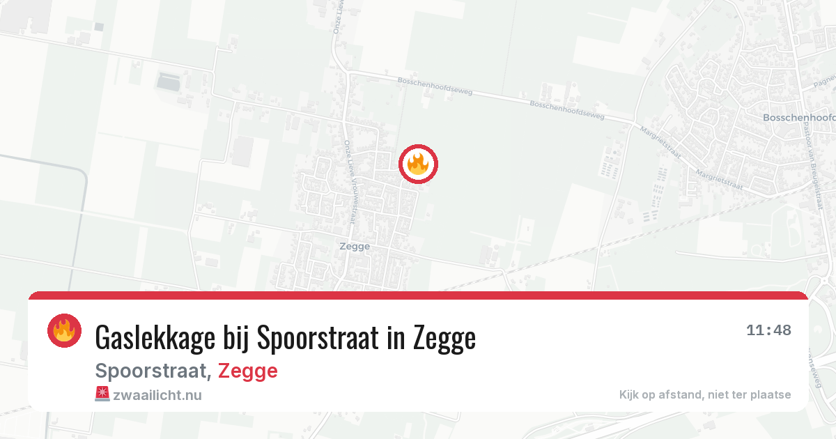 Gaslekkage bij Spoorstraat in Zegge — 7 mrt 2026