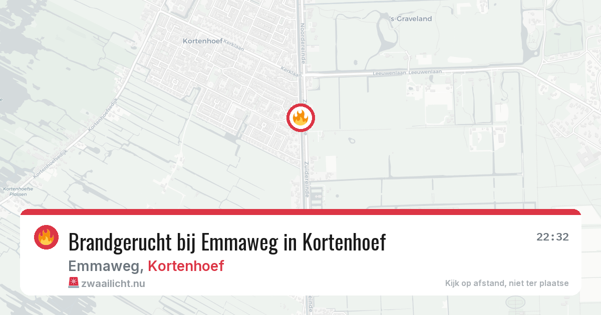 Brandgerucht bij Emmaweg in Kortenhoef — 8 jul 2026