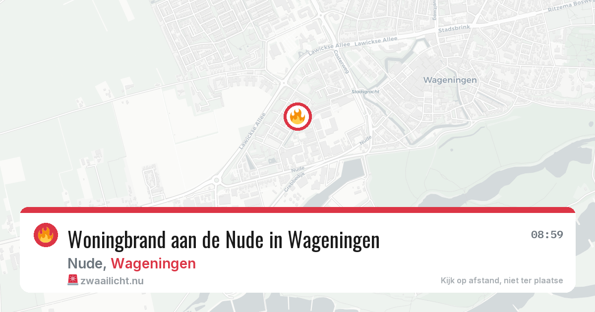 Woningbrand aan de Nude in Wageningen — 16 jul 2026