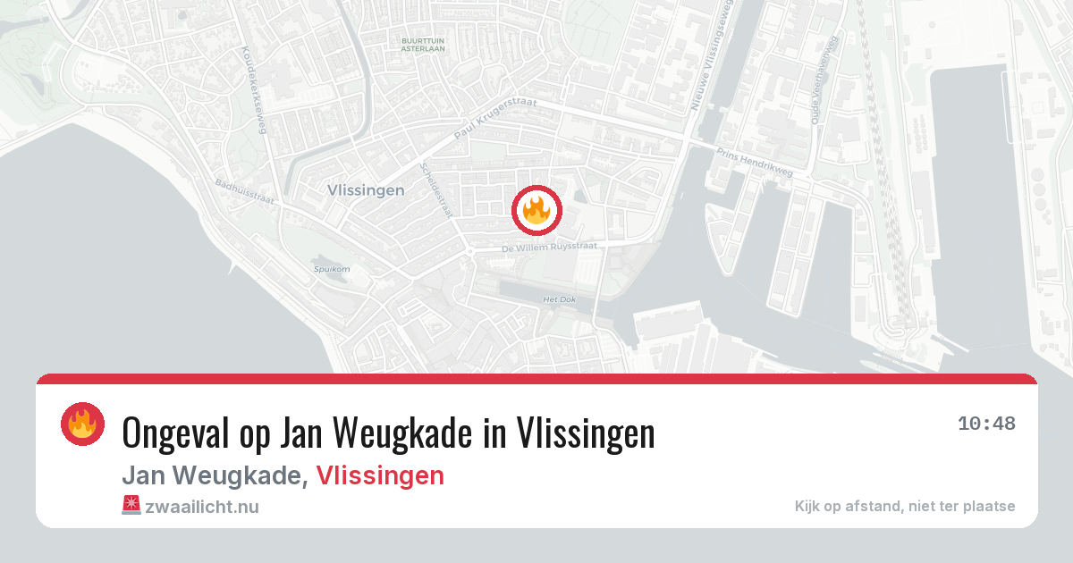 Ongeval op Jan Weugkade in Vlissingen — 10 jul 2026