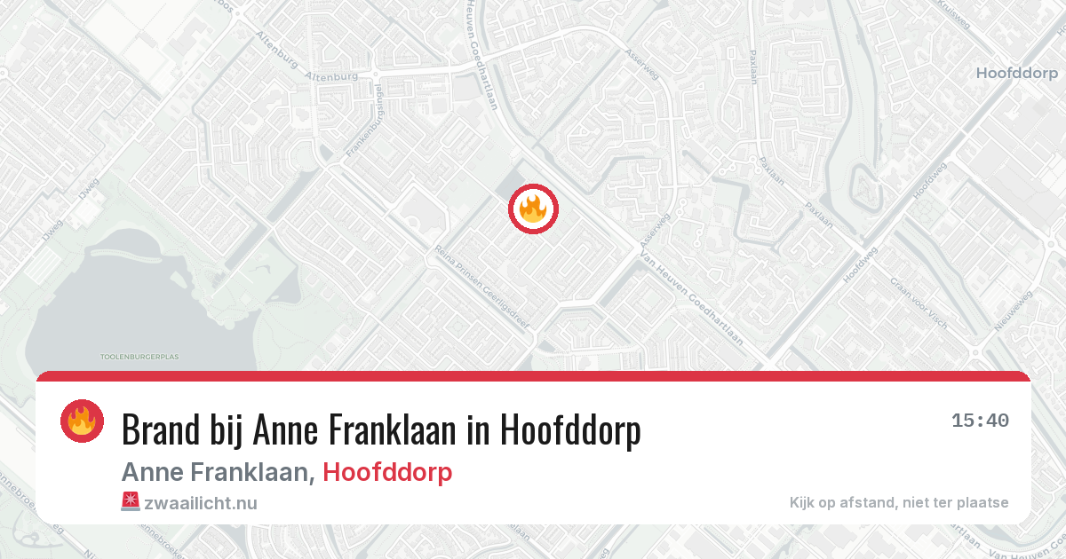 Brand bij Anne Franklaan in Hoofddorp — 12 apr 2026