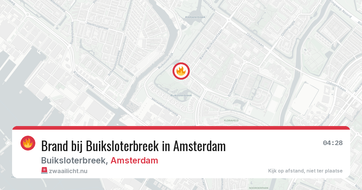 Brand bij Buiksloterbreek in Amsterdam — 23 jul 2026