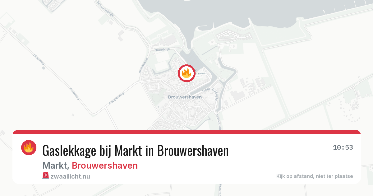 Gaslekkage bij Markt in Brouwershaven — 1 jun 2026