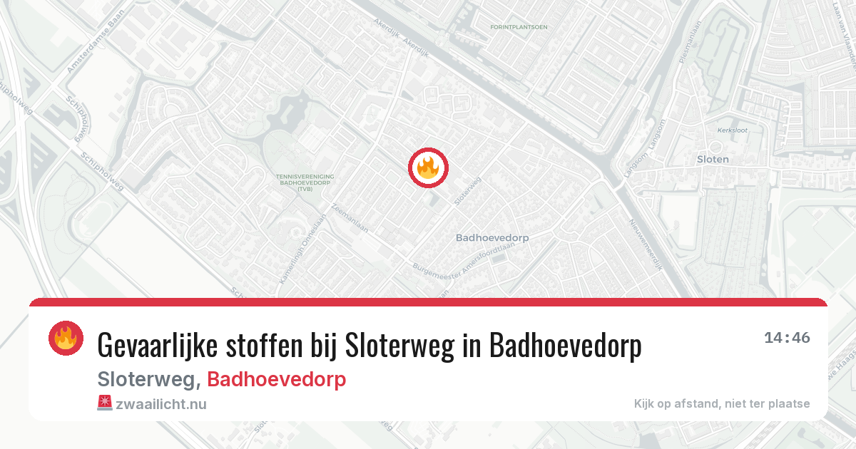 Gevaarlijke stoffen bij Sloterweg in Badhoevedorp — 10 jul 2026