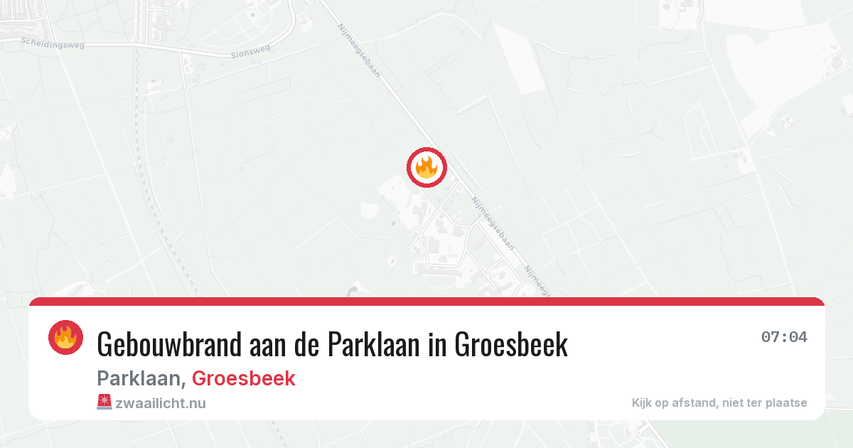 Gebouwbrand aan de Parklaan in Groesbeek — 1 jun 2026