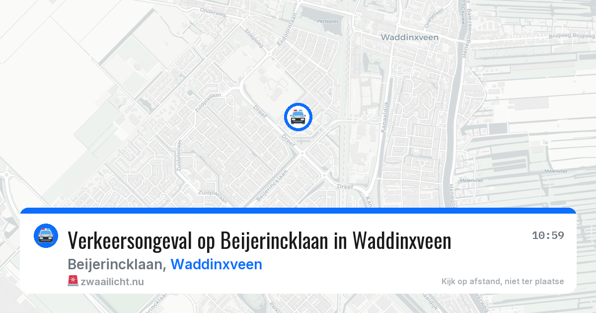 Verkeersongeval op Beijerincklaan in Waddinxveen — 21 mrt 2026