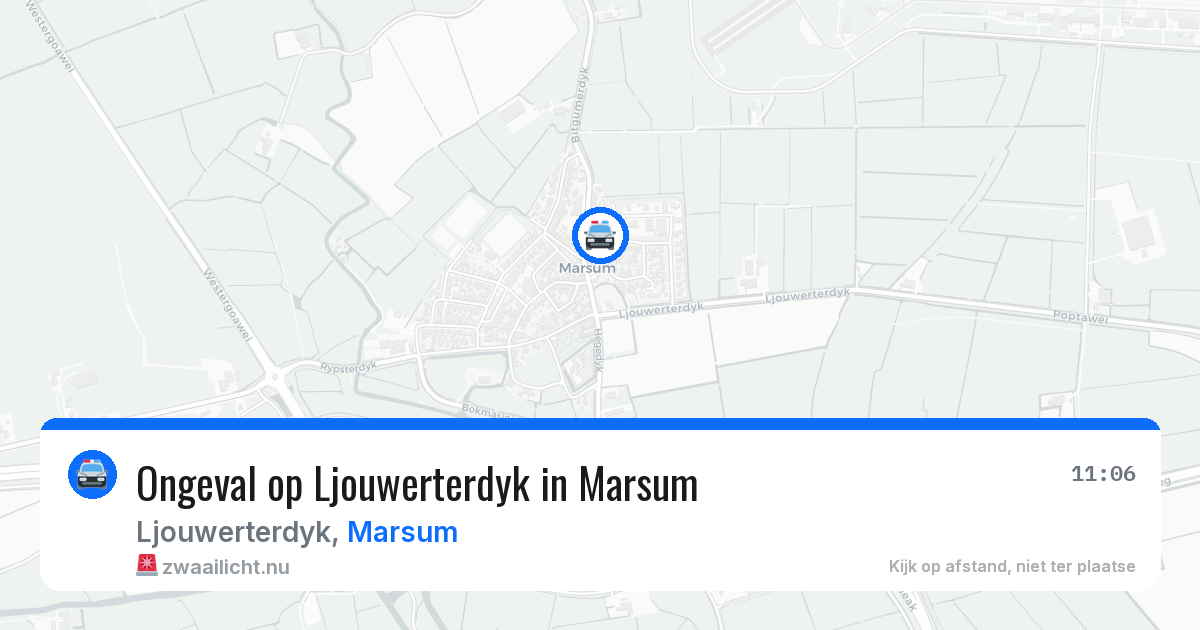 Ongeval op Ljouwerterdyk in Marsum — 23 apr 2026