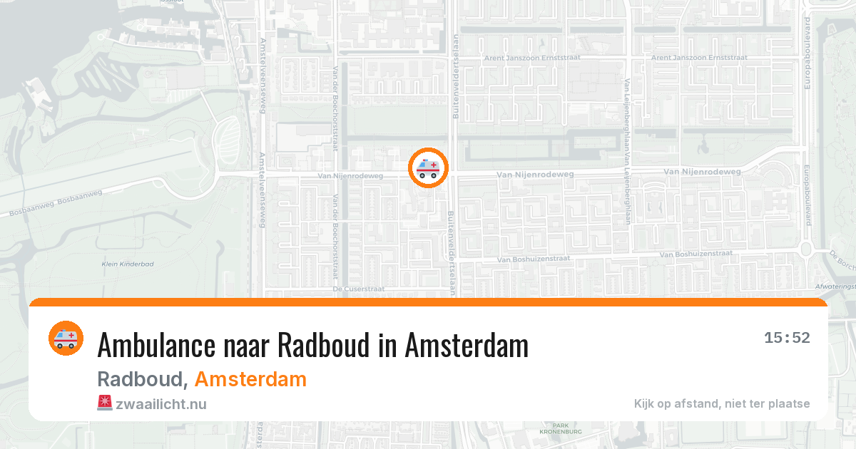 Ambulance naar Radboud in Amsterdam — 15 mei 2026