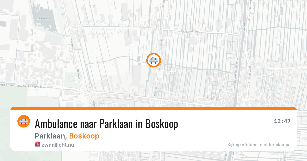 Ambulance naar Parklaan in Boskoop — 13 jul 2026