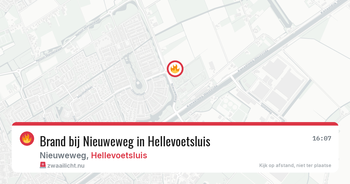 Brand bij Nieuweweg in Hellevoetsluis — 12 jul 2026