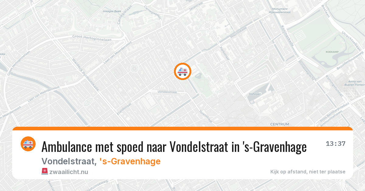 Ambulance met spoed naar Vondelstraat in 's-Gravenhage — 13 jul 2026