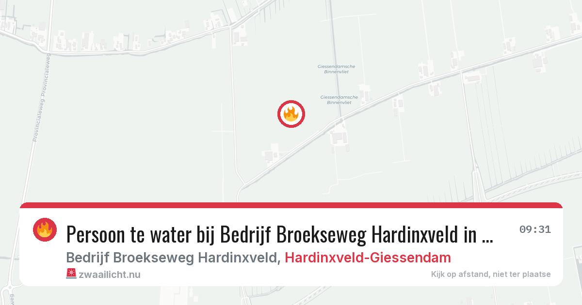 Persoon te water bij Bedrijf Broekseweg Hardinxveld in Hardinxveld-Giessendam — 16 jul 2026