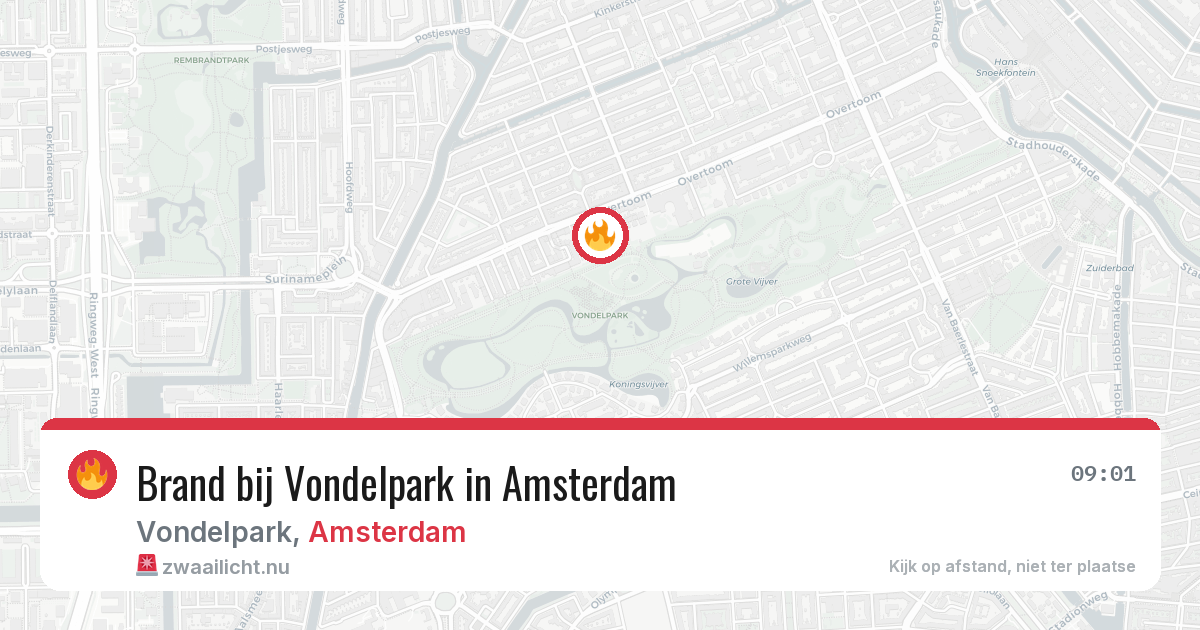 Brand bij Vondelpark in Amsterdam — 25 jul 2026