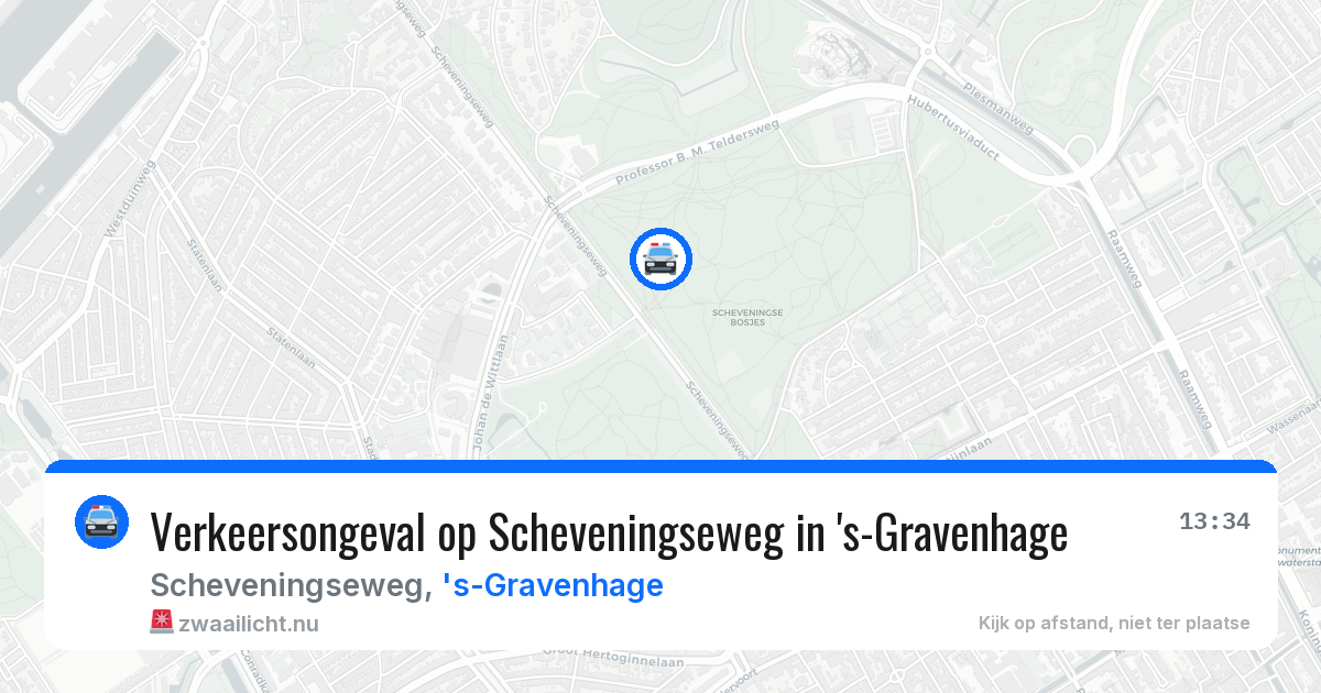 Verkeersongeval op Scheveningseweg in 's-Gravenhage — 25 jul 2026