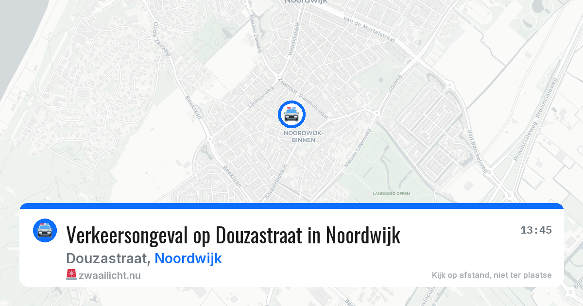 Verkeersongeval op Douzastraat in Noordwijk — 16 jul 2026