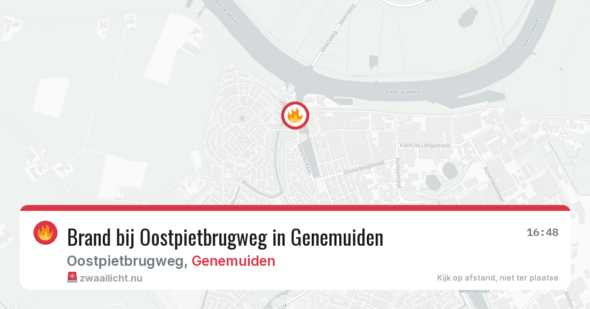 Brand bij Oostpietbrugweg in Genemuiden — 16 mrt 2026