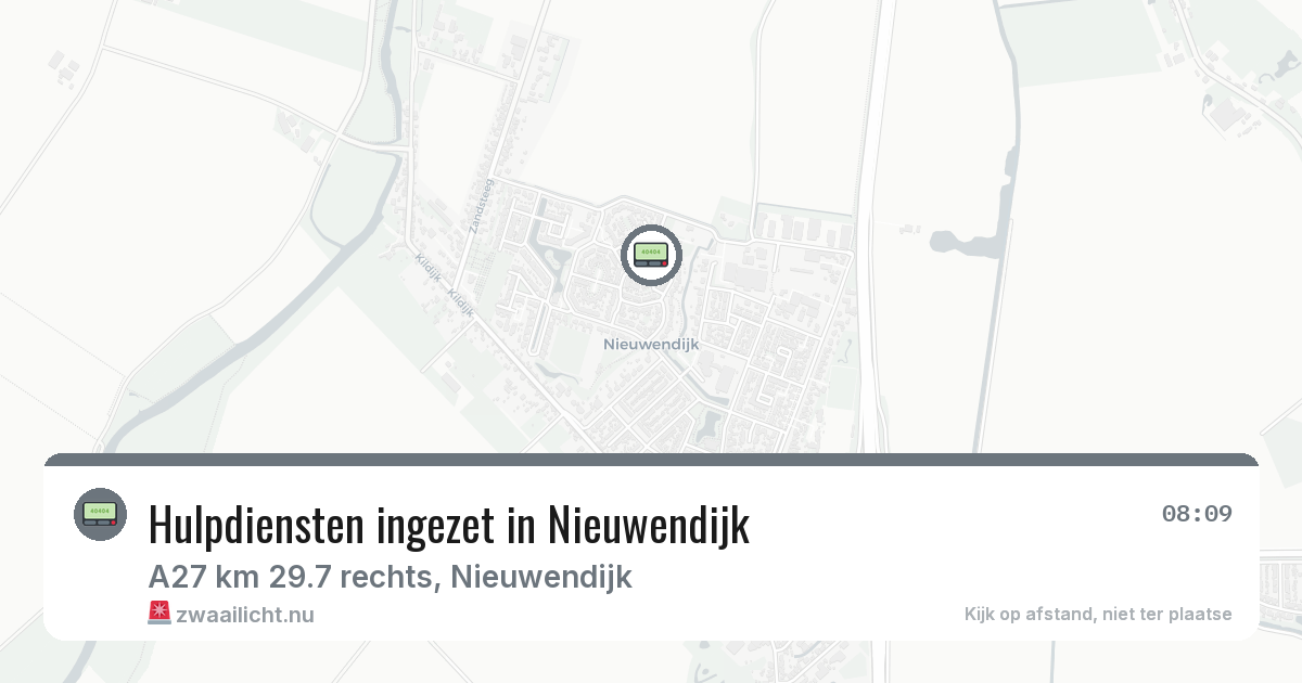Hulpdiensten ingezet in Nieuwendijk — 20 apr 2026 | 🚨 Zwaailicht.nu