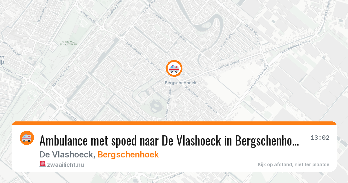 Ambulance met spoed naar De Vlashoeck in Bergschenhoek — 11 apr 2026