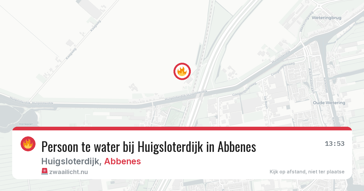 Persoon te water bij Huigsloterdijk in Abbenes — 4 mrt 2026