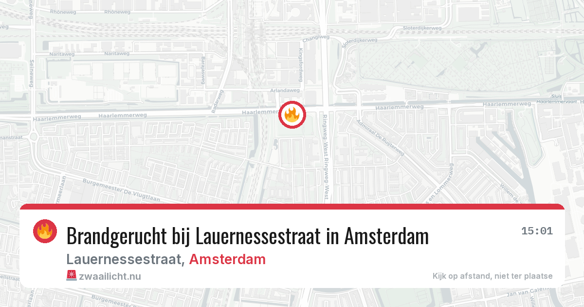 Brandgerucht bij Lauernessestraat in Amsterdam — 26 apr 2026