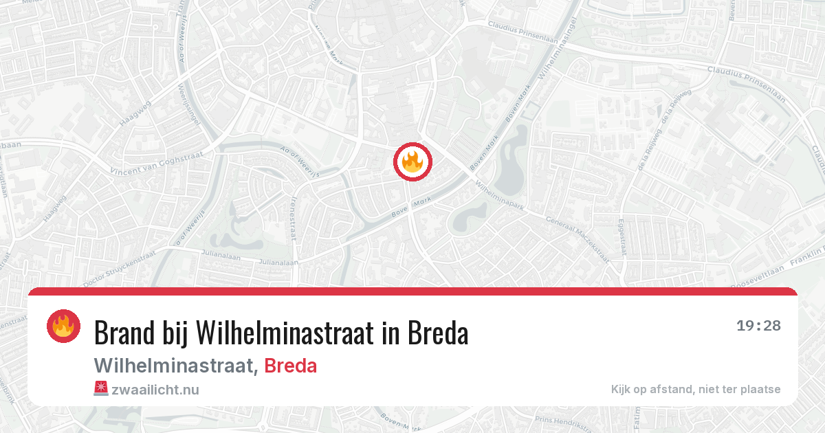 Brand bij Wilhelminastraat in Breda — 19 jul 2026