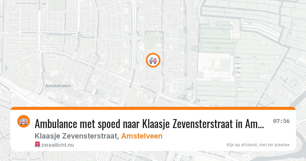 Ambulance met spoed naar Klaasje Zevensterstraat in Amstelveen — 11 jul 2026