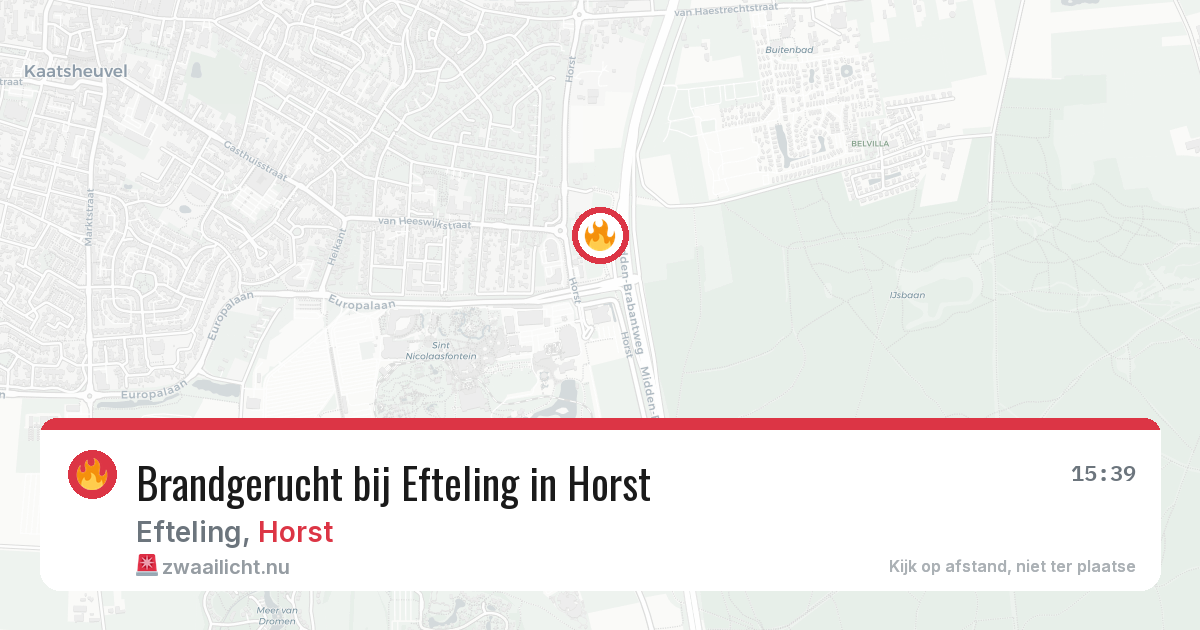 Brandgerucht bij Efteling in Horst — 22 mrt 2026