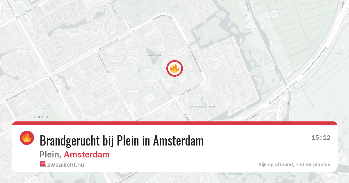 Brandgerucht bij Plein in Amsterdam — 10 mei 2026