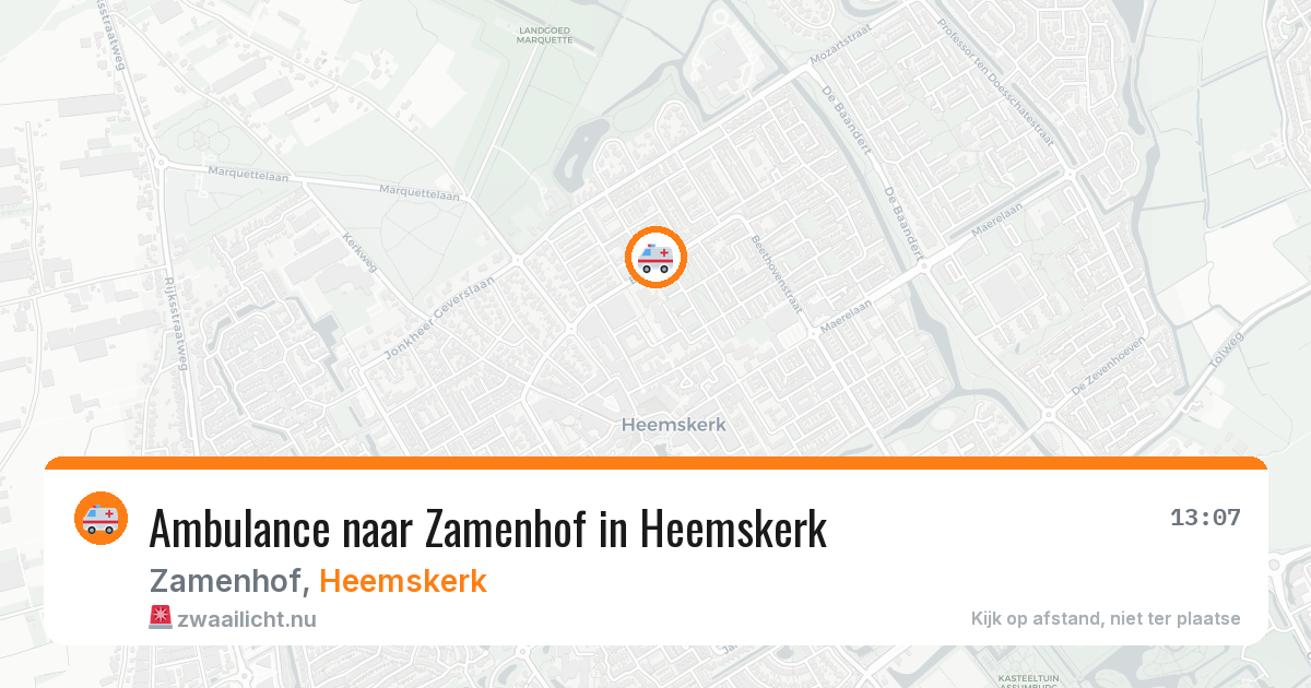 Ambulance naar Zamenhof in Heemskerk — 20 jul 2026