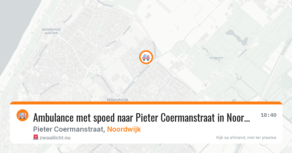 Ambulance met spoed naar Pieter Coermanstraat in Noordwijk — 14 mei 2026