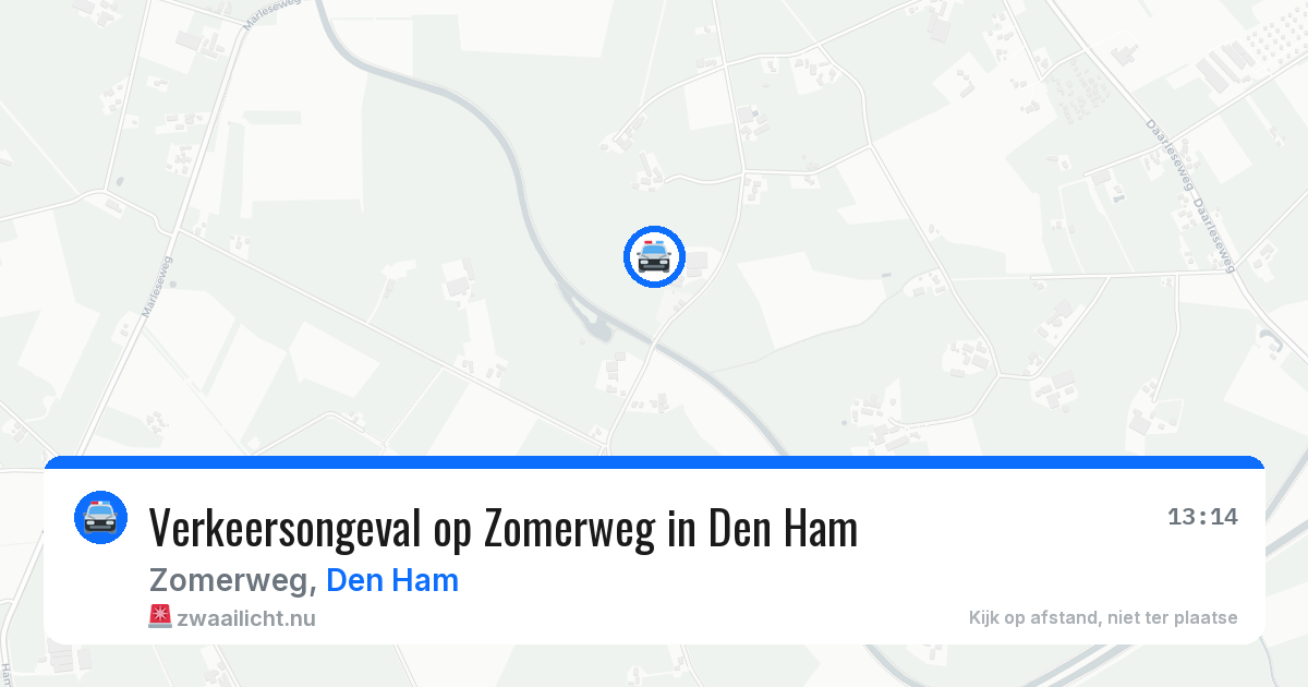 Verkeersongeval op Zomerweg in Den Ham — 14 mrt 2026