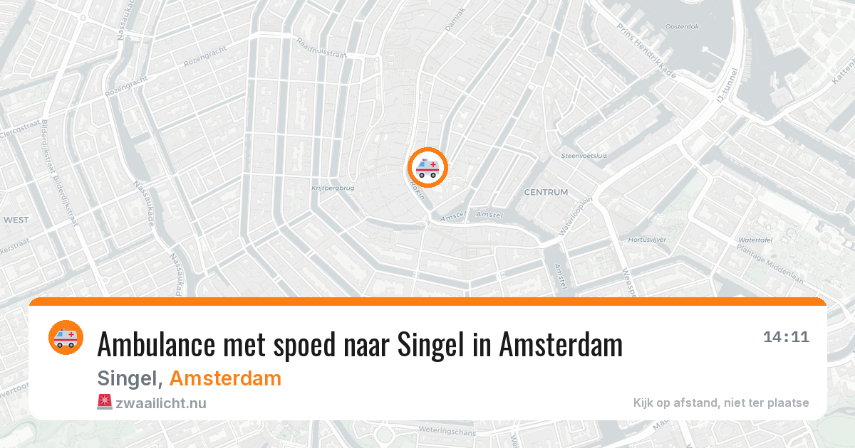 Ambulance met spoed naar Singel in Amsterdam — 16 mei 2026