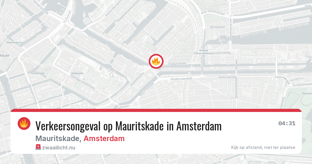 Verkeersongeval op Mauritskade in Amsterdam — 22 apr 2026