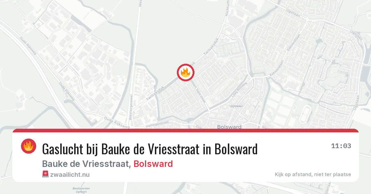 Gaslucht bij Bauke de Vriesstraat in Bolsward — 15 mei 2026