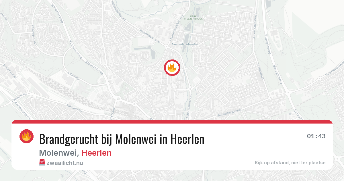 Brandgerucht bij Molenwei in Heerlen — 12 jul 2026