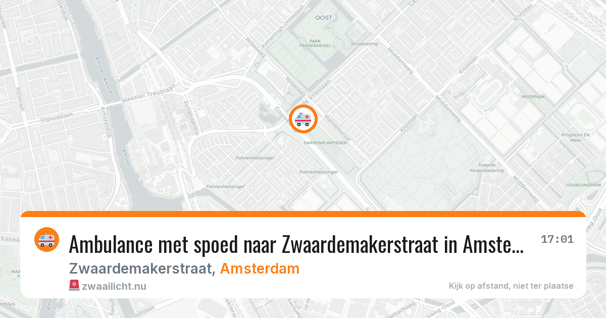 Ambulance met spoed naar Zwaardemakerstraat in Amsterdam — 22 mrt 2026