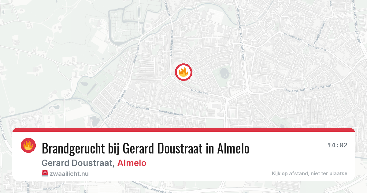 Brandgerucht bij Gerard Doustraat in Almelo — 17 jun 2026