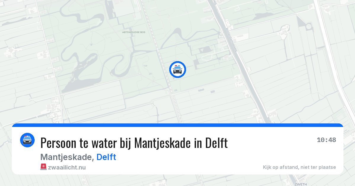 Persoon te water bij Mantjeskade in Delft — 4 jun 2026