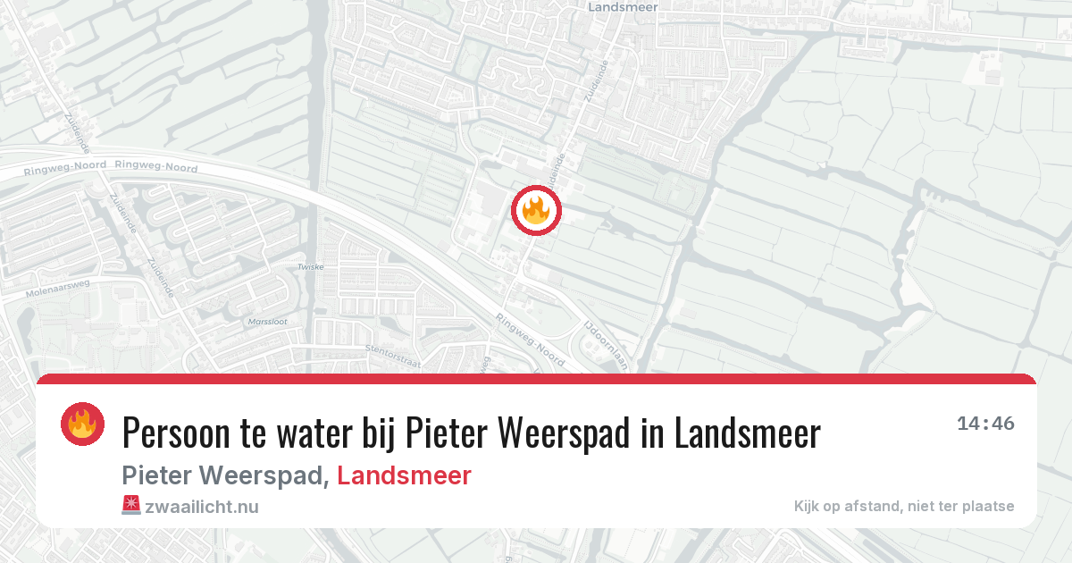 Persoon te water bij Pieter Weerspad in Landsmeer — 16 jul 2026
