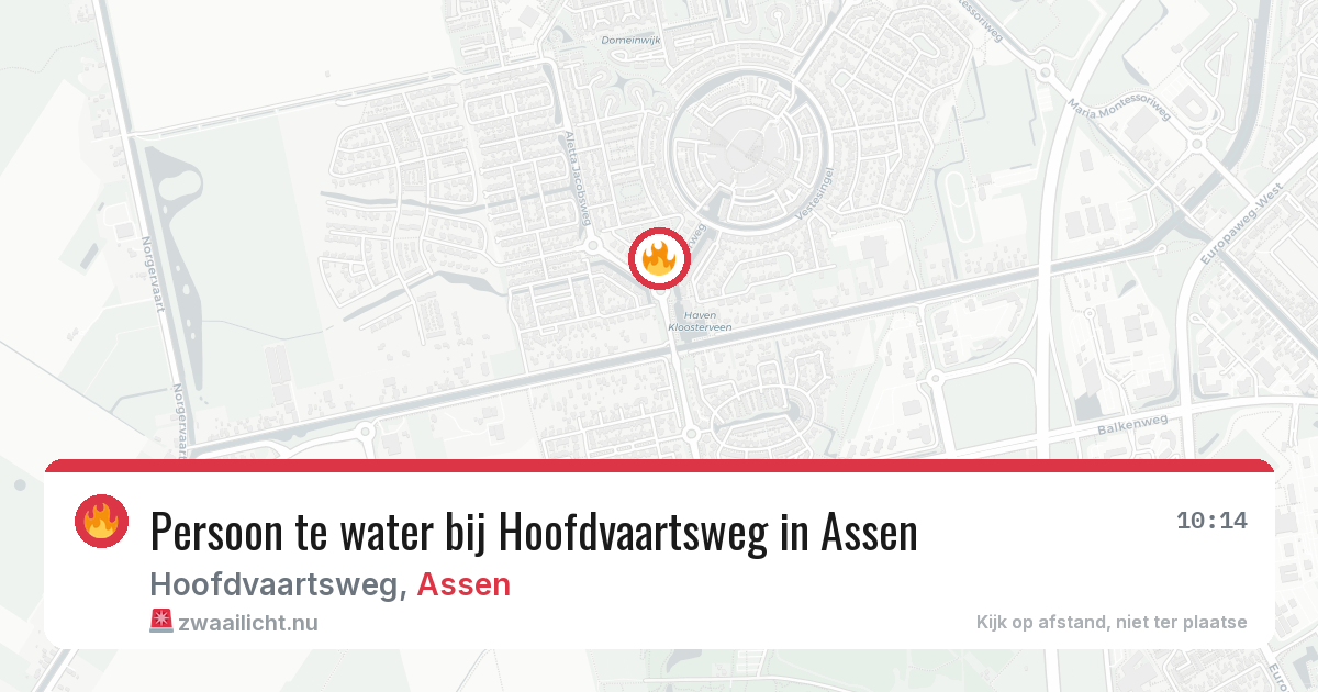 Persoon te water bij Hoofdvaartsweg in Assen — 27 apr 2026