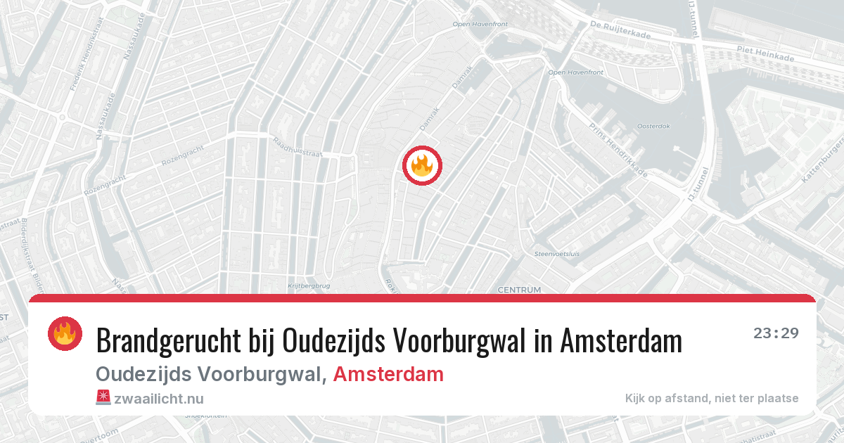Brandgerucht bij Oudezijds Voorburgwal in Amsterdam — 21 jul 2026