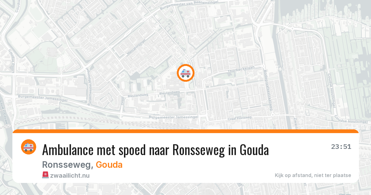 Ambulance met spoed naar Ronsseweg in Gouda — 20 jul 2026