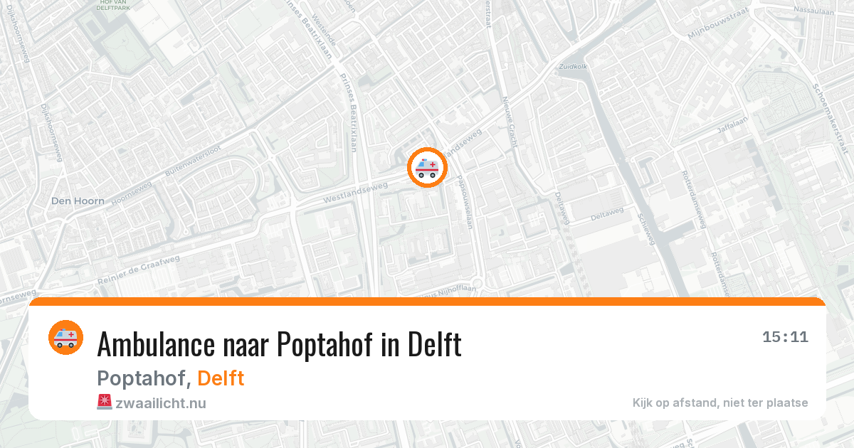 Ambulance naar Poptahof in Delft — 16 mrt 2026