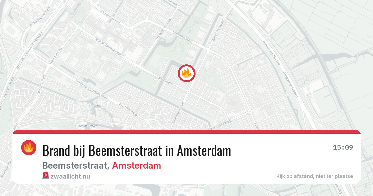 Brand bij Beemsterstraat in Amsterdam — 15 mei 2026