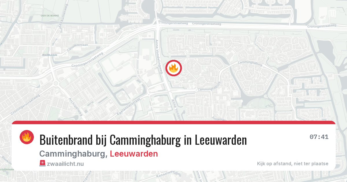 Buitenbrand bij Camminghaburg in Leeuwarden — 21 jun 2026