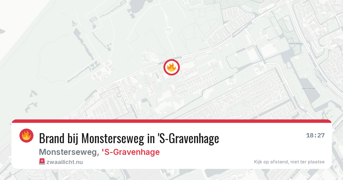 Brand bij Monsterseweg in 'S-Gravenhage — 18 mrt 2026